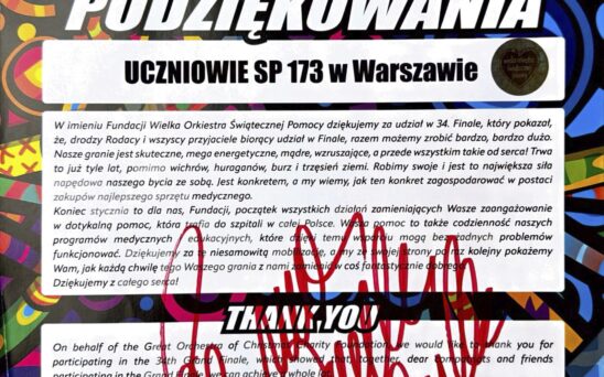 Podziękowanie 34 Finał WOSP Podziękowanie 34 Finał WOSP